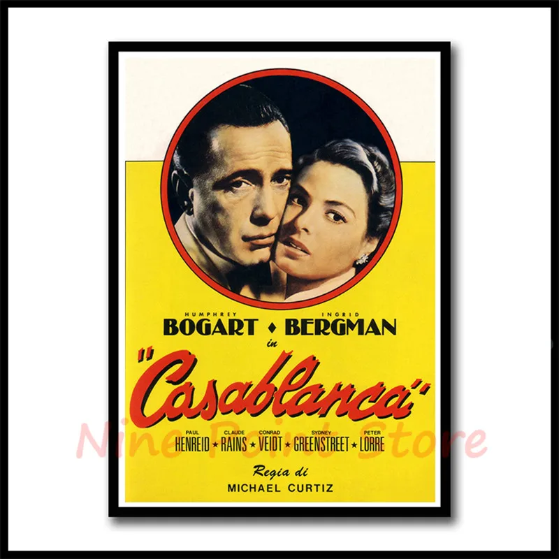 Голливудская классика любовь фильм Casablanca бумага с покрытием плакат наклейки на стену украшение дома современный стиль бескаркасные - Цвет: Черный