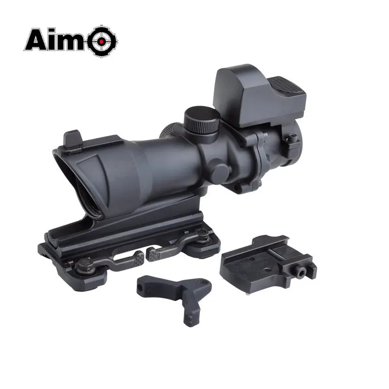 Aim O ACOG 4x32 оптический прицел и Мини Red Dot Настоящее красный Оптическое волокно Imager для Охота QD Крепление 1 компл. AO5316 - Цвет: BK