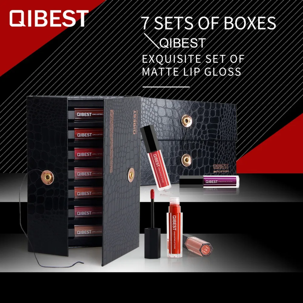 

QIBEST Brand Makeup set Kiss Proof Matte Lip Gloss Lip tint korean style glitter Liquid lipstick maquiagem Cosmetics kit L18037