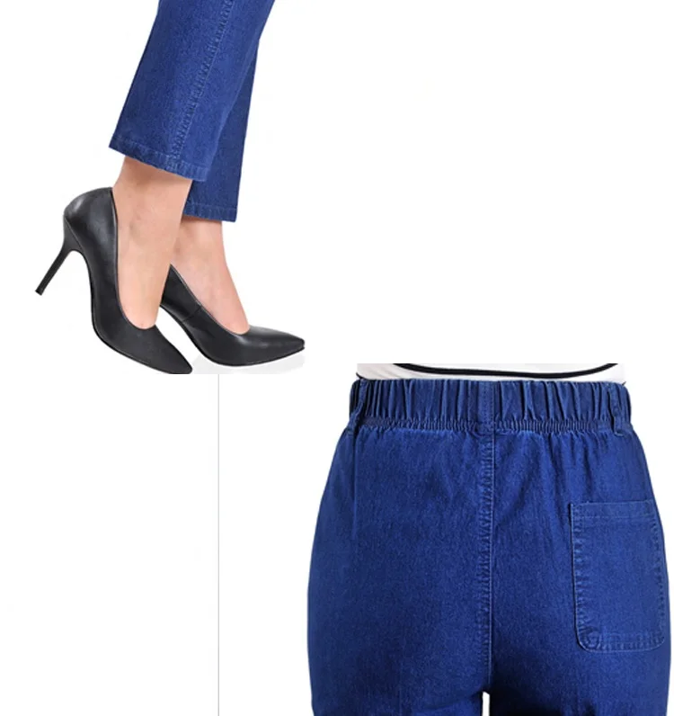 Джинсы для женщин среднего и старшего возраста с высокой талией, женские летние джинсы большого размера, прямые повседневные штаны для мам 433