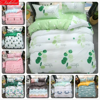 

Partysu Simple Style Duvet Cover 3/4 pcs Bedding Set Adult Kids Child Soft Cotton Bed Linens Single Full Double Queen King Size