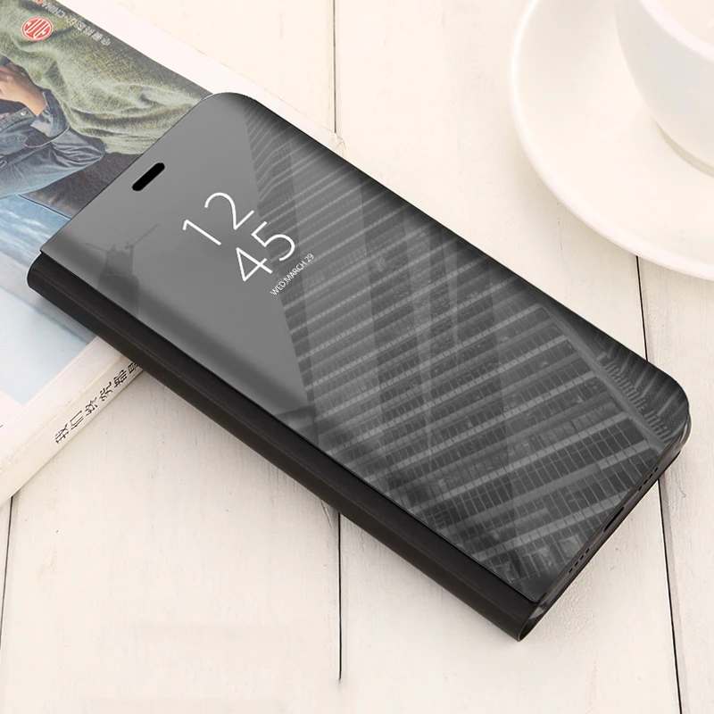 Зеркальный флип чехол с подставкой для Xiaomi Mix 2 5C A1 Redmi 7 Pro Note 4X Note4 5 6 3 5a Plus