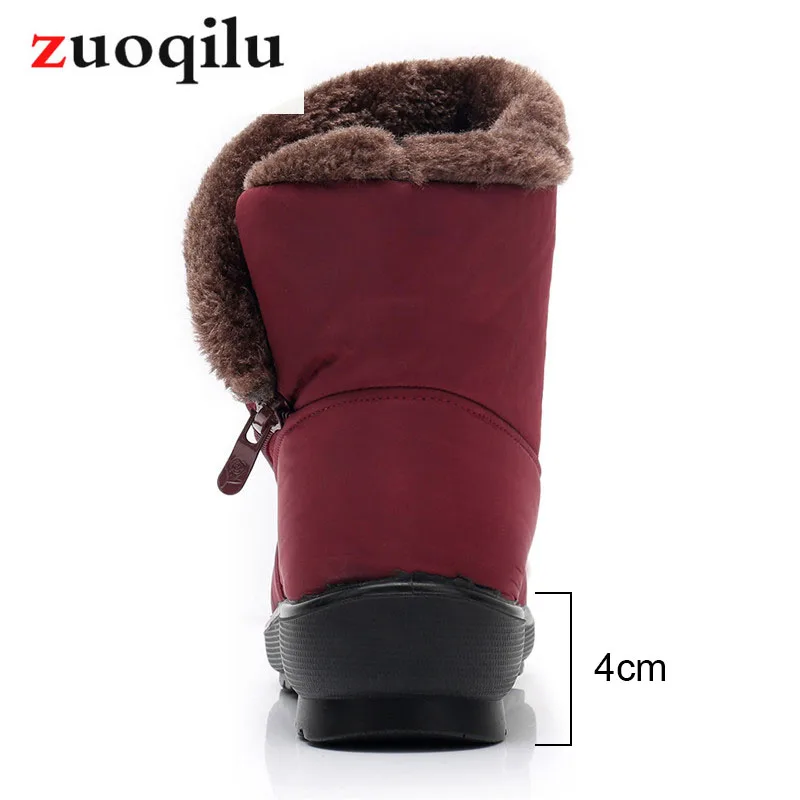 Bota feminina/2019 водонепроницаемые ботинки женские зимние на молнии и платформе