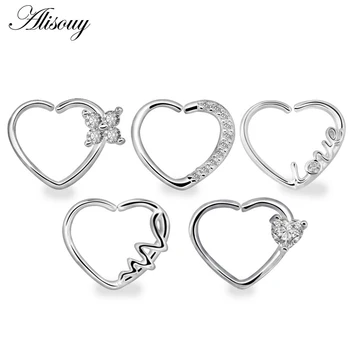 

Alisouy 1pc Cute Heart shape Hoop Nose Rings Fashion Body Piercing Jewelry piercing nariz Tragus Cartilage Earrings for women