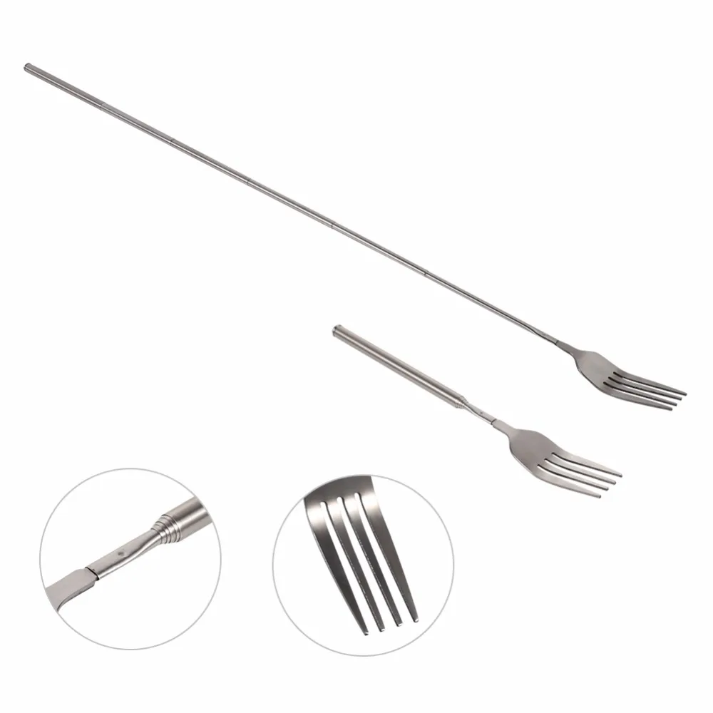 BBQ Telescopic Extendable Dinner Fruit Dessert Long Handle Fork