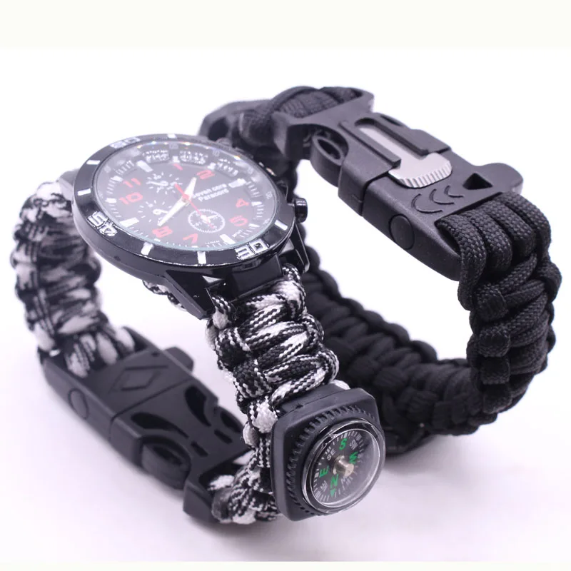 EDC Multi Tools Tactical Camouflage Outdoor survival watch bracelet compass Rescue Rope paracord Camping equipment (20)