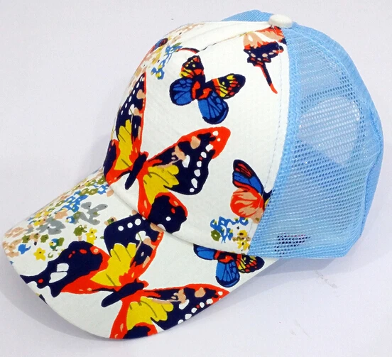 10 шт./партия,, женский в Корейском стиле, Повседневная Бейсболка с принтом бабочки, сетчатая шапка разноцветная летняя пляжная шляпа