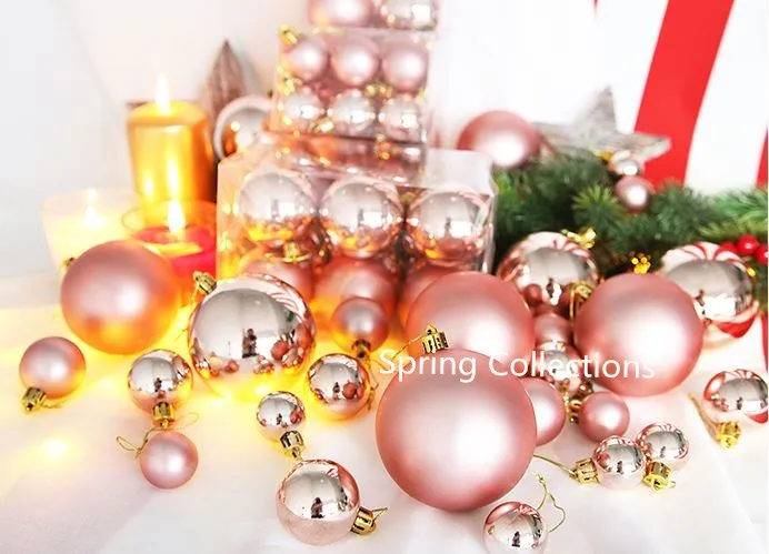 

12pcs 30/40/60/80mm mixed color Bright Matte Christmas Tree Baubles Ball Set Hanging Ornaments Plastic Balls Decoration