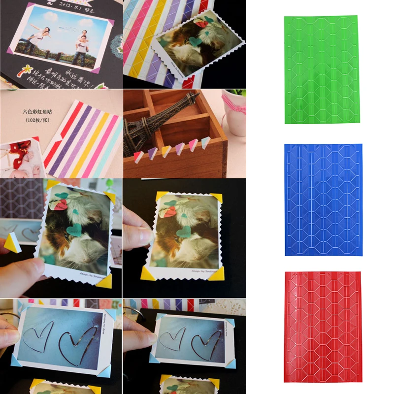 Corner Stickers 2sets 204pcs DIY Scrapbook Paper Photo Album Frame Picture Decoration PVC