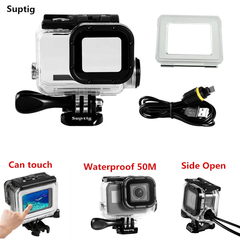 

Suptig Accessories Mount Multi-function Waterproof Housing Case&Protective Side Open Case For Gopro Hero 6 Hero 5 Camera