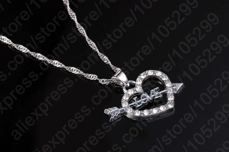 Forever Authentic Arrow Love Heart с кристаллами 925 серебро ожерелье серьги ювелирный набор для женщин вечерние