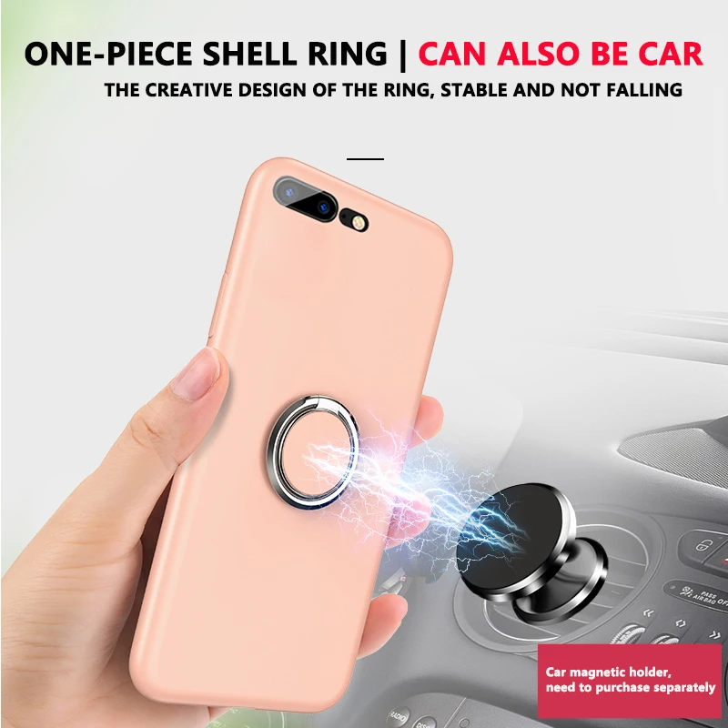 

Liquid Silicon Case For iPhone 7 XR Xs Max X 8 6s 6 Plus Magnetic Metal Ring Holder Cover For Xiaomi Mi 9 Redmi Note 7 Pro Coqa