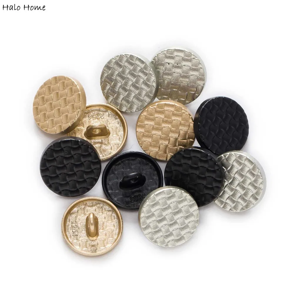 5pcs Fashion Round Grid Metal Shank Button Buttons fit Clothing Coat