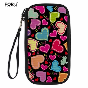 

FORUDESIGNS Heart-shaped Printing Wallet Women Multifunctional Long Design Wallet Zipper Coin Purse Cases Passport Cover Wallet