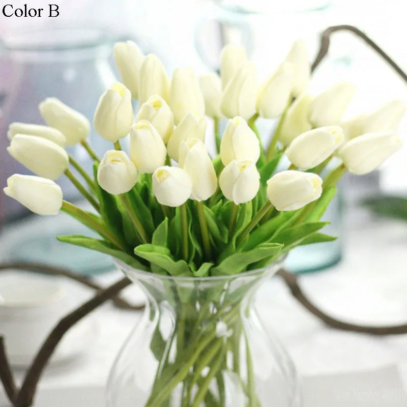 1 шт. ПУ-тюльпаны искусственные шелковые цветы настоящие цветные artificiales para decora мини-Тюльпан для дома, свадебное украшение, цветы - Цвет: B