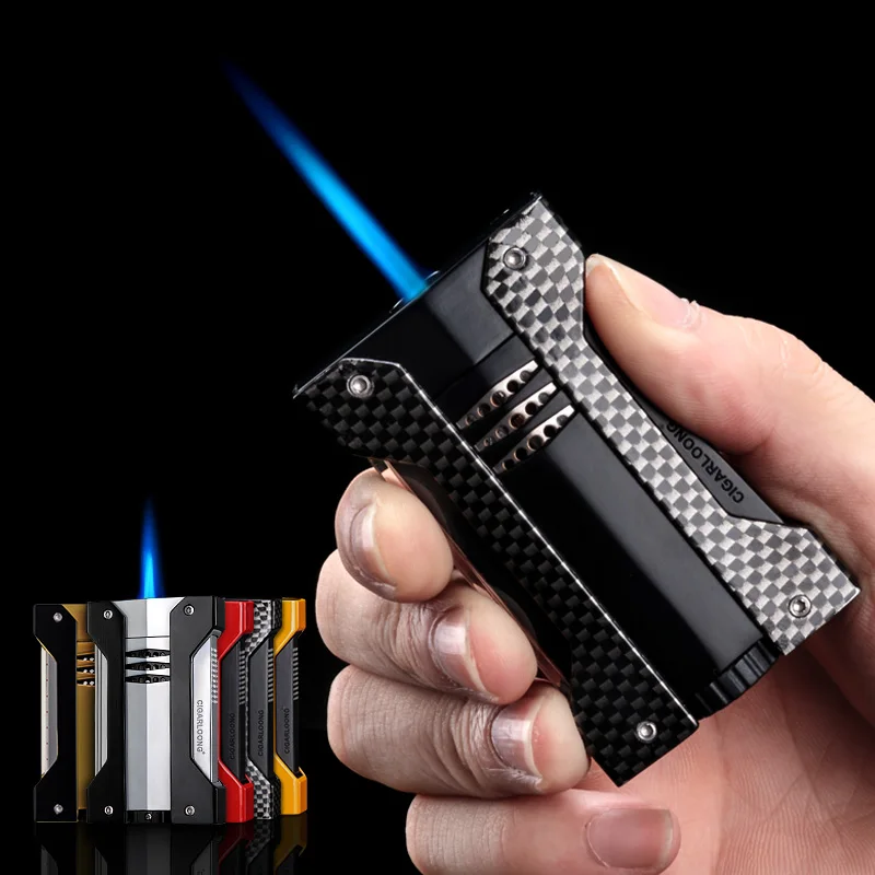 Cigar Lighter 6 Colors Optional Portable Metal Torch Jet Flame Cigarette Lighter Gas Butane CL-1051 butane gas lighter cigarette lighter