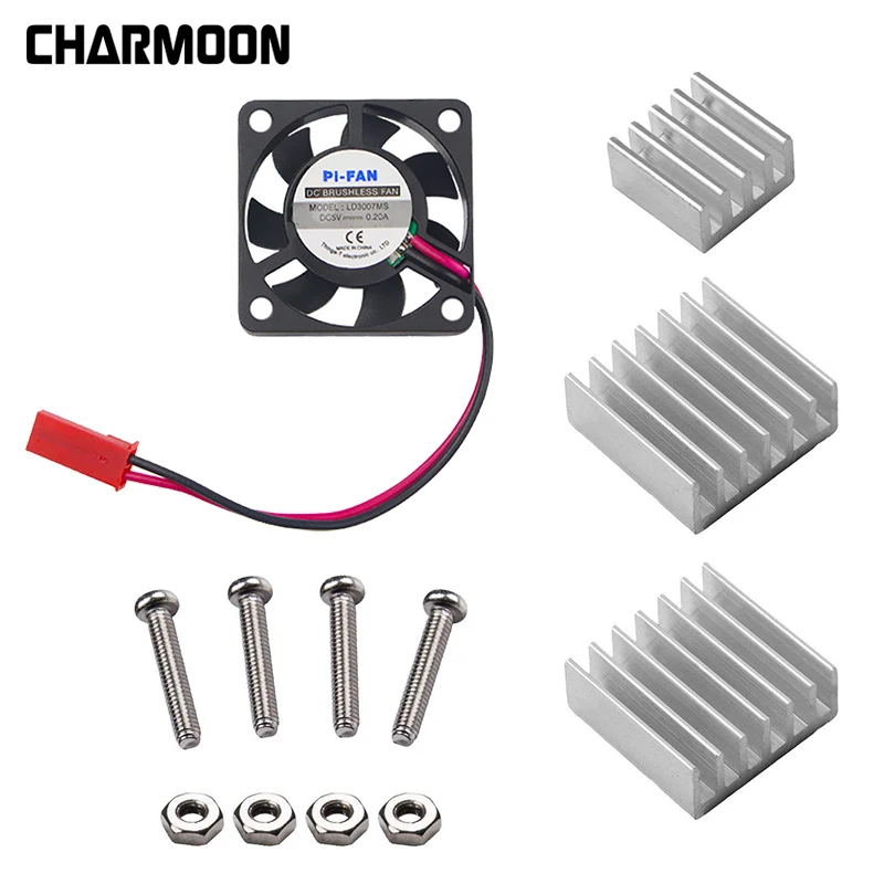 

For Raspberry Pi 3 B+ Brushless CPU Cooling Fan DC 5V With 3 Pcs Aluminum Heatsinks For Raspberry Pi 3b, 2b, Pi Model