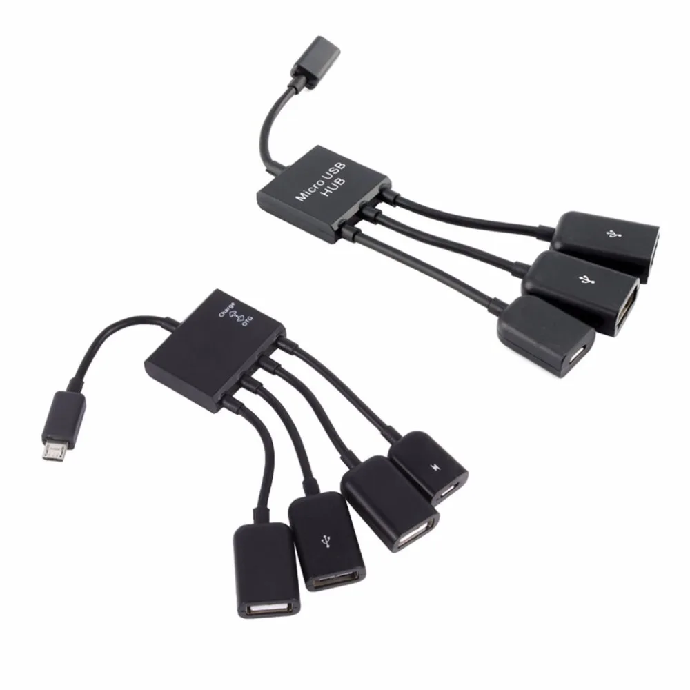 Перезаряжаемые Micro USB Hub OTG разъем сплитер мощность зарядный кабель для смартфонов компьютер планшеты PC данных провода