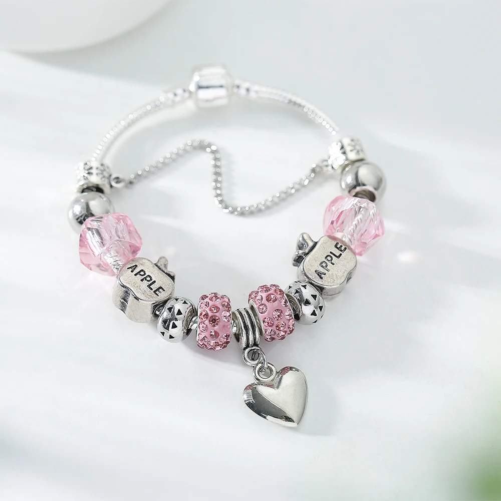 Женский браслет с подвеской сделай сам в виде яблок сердца|bracelets for|diy charm braceletscharm