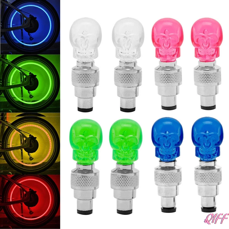 

Dropshipping 2pcs Skull Shape Valve Cap LED Light Wheel Tyre Lamp For Car Motorbike Bike New APR28