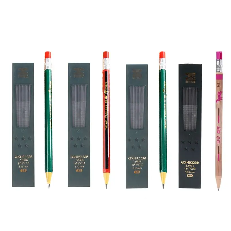 1Set Mechanical Pencil Refillable Type With Refill Box Simple Click 2.0