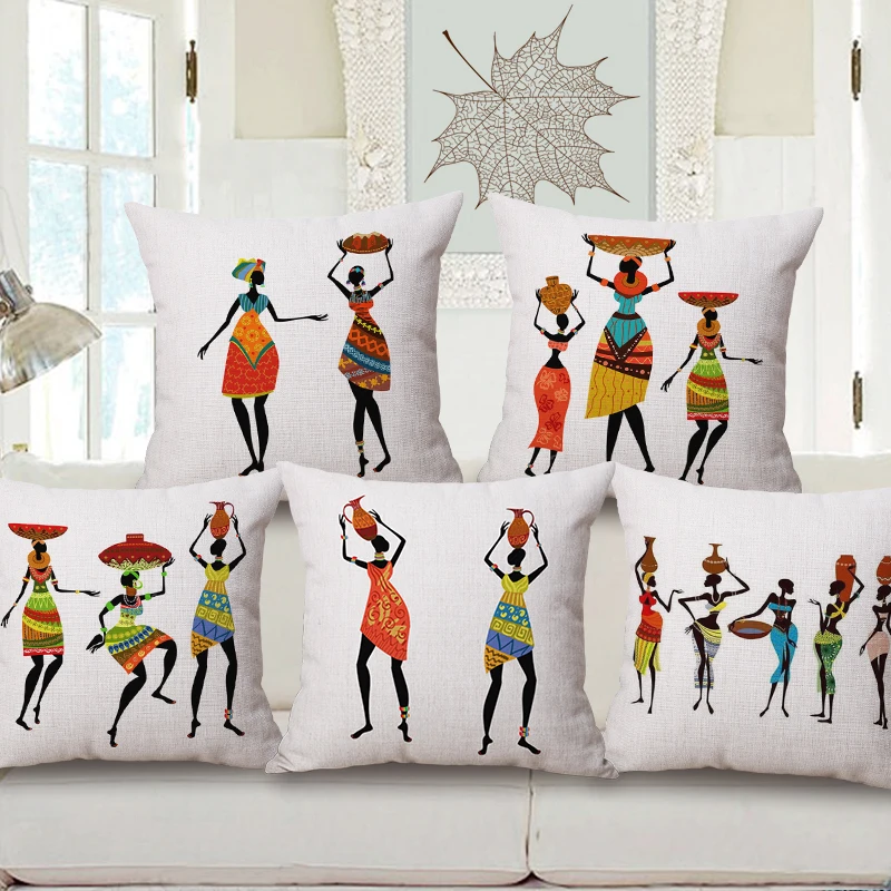 ethnic african cushion cover cotton linen sofa couch throw pillow case