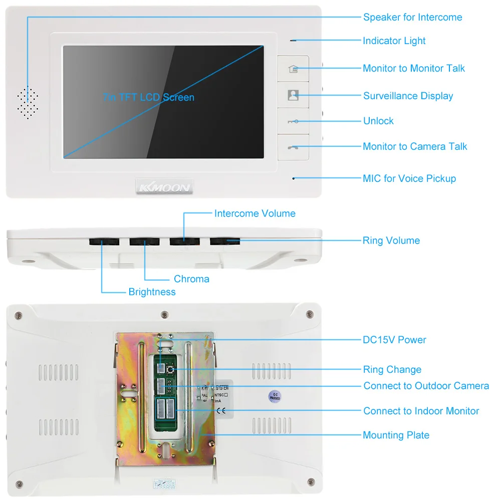 KKmoon " TFT ЖК-Экран Видео-Телефон Двери Дверной Звонок Intercome Ночного Видения CMOS Открытый Камеры Безопасности Дома видео домофон TP01H-11
