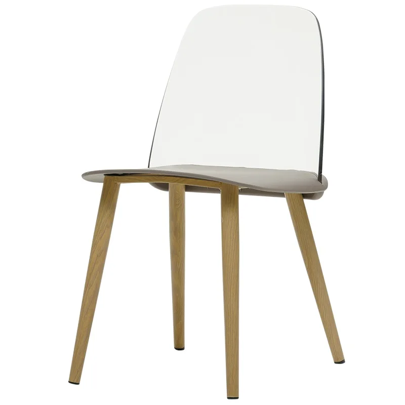 

Chair with Transparent Plastic Backrest / Metal Feet with Wood Grain Finish