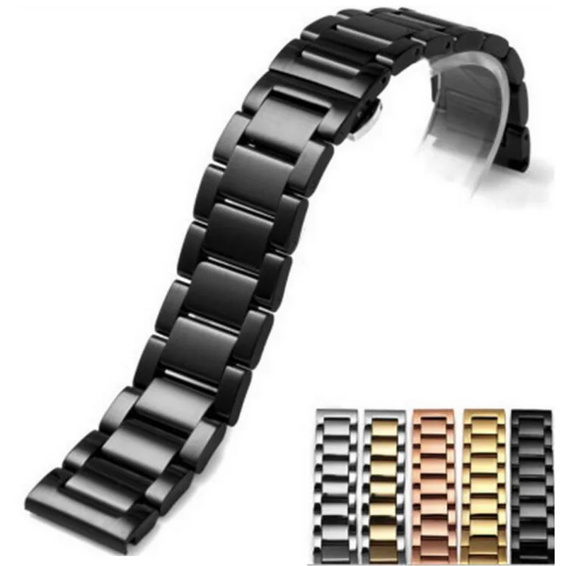 16mm 18mm 20mm 22mm 24mm Metall Edelstahl solide Uhr band Strap Armband Armband Armband schmetterling Verschlüsse Rose Gold
