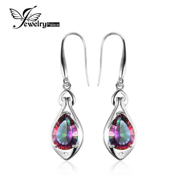Jewelrypalace Water Drop 6 8ct Rainbow Fire Mystic Topaz Dangle Jewelrypalace Water Drop 6 8ct Rainbow Fire Mystic Topaz Dangle Earrings Pure 925 Sterling Silver New Fine Jewelry For Women