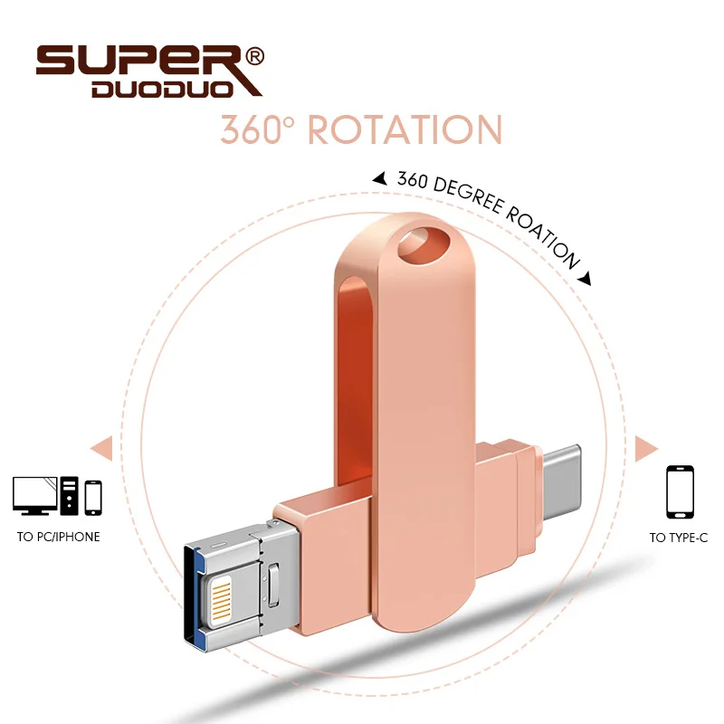 Usb флеш накопитель 3 в 1 для iphone 8 7 Plus 6 6s флэш USB Type C 16 гб 32 64 128 usb|USB флэш-накопители| |