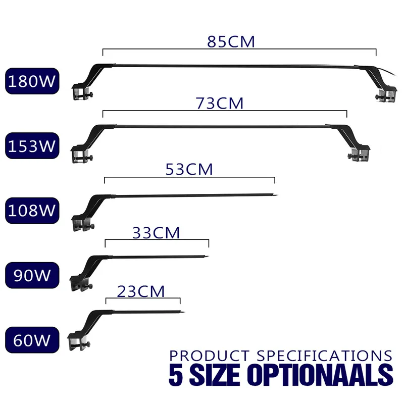 Светодиодный светильник для аквариума, светильник для аквариума с регулируемыми выдвижными кронштейнами, подходит для аквариума 23-95 см, вилка стандарта США/ЕС