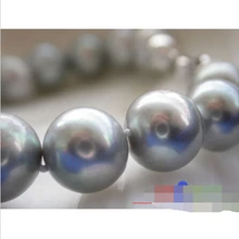 AA++ " 12 мм круглый серый браслет пресноводного жемчуга благородный стиль Природный тонкой jewe Быстрая