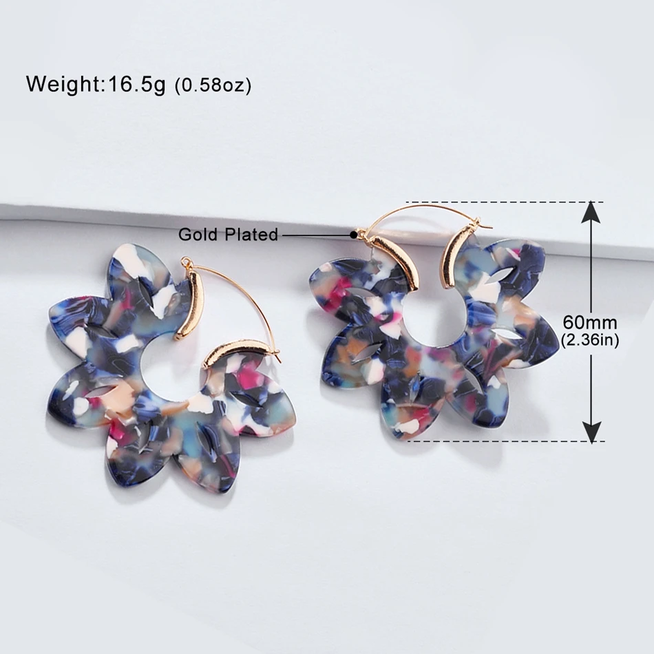 Mecresh массивные акриловые серьги-кольца цветок минималистичные ювелирные изделия Модные леопардовые полимерные геометрические женские большие серьги EH1333