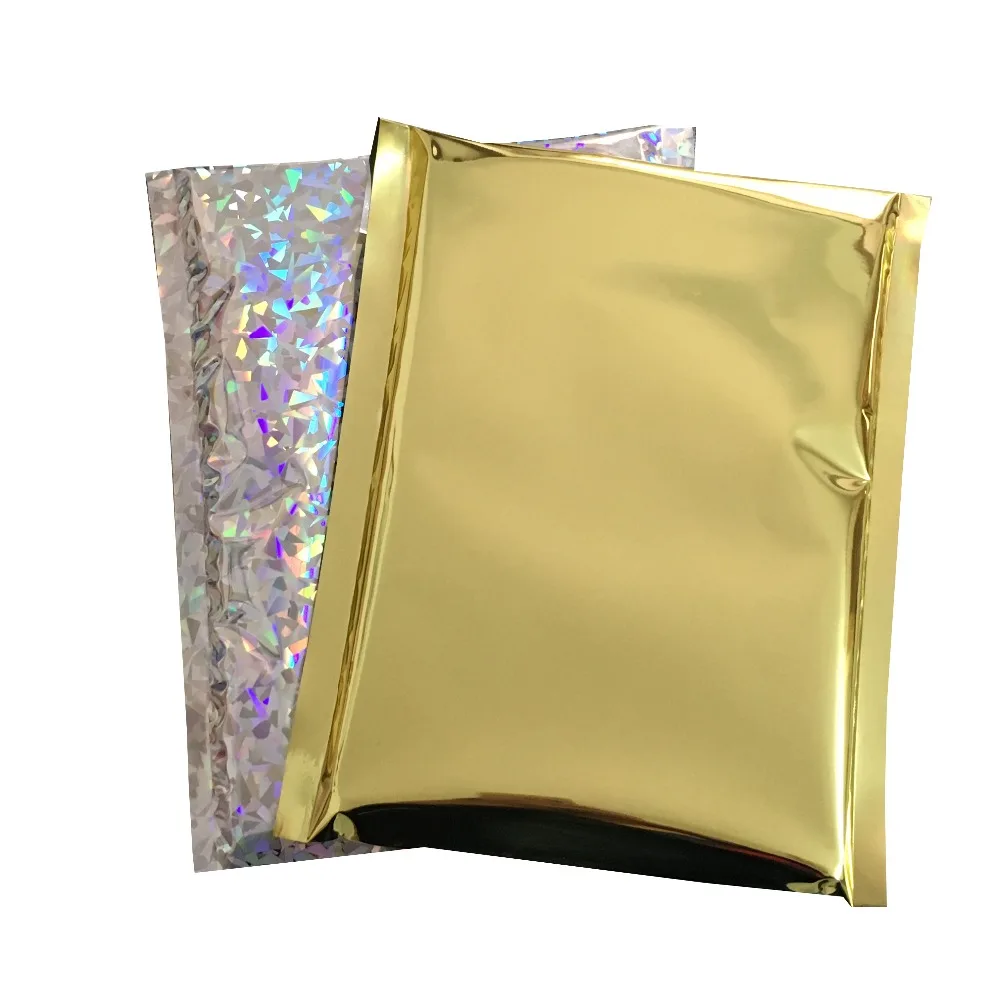 Блеск золотой Поли Мейлер 16x23 см, 100 шт 6x9 фольгированные конверты с самоклеящимся лента