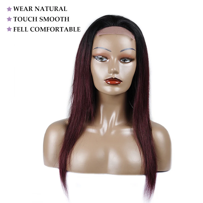 Блестящая Звезда Омбре человеческие волосы парик 180 плотность прямые бразильские черные и бордовые волосы парик для черных женщин 4X4 не Реми