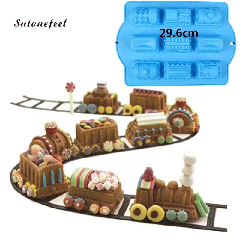 

Trains Shape Silicone Mold Ice Cream Maker Cake Pastries Baking Form Fondant Chocolate Moulds Cake Decoration Tool