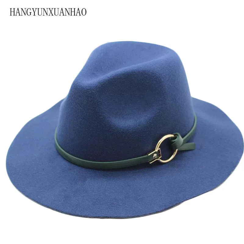 

HANGYUNXUANHAO Special Felt Hat Men Fedora Hats with Belt Women Vintage Caps Wool Fedora Warm Jazz Hat Chapeau Femme Feutre