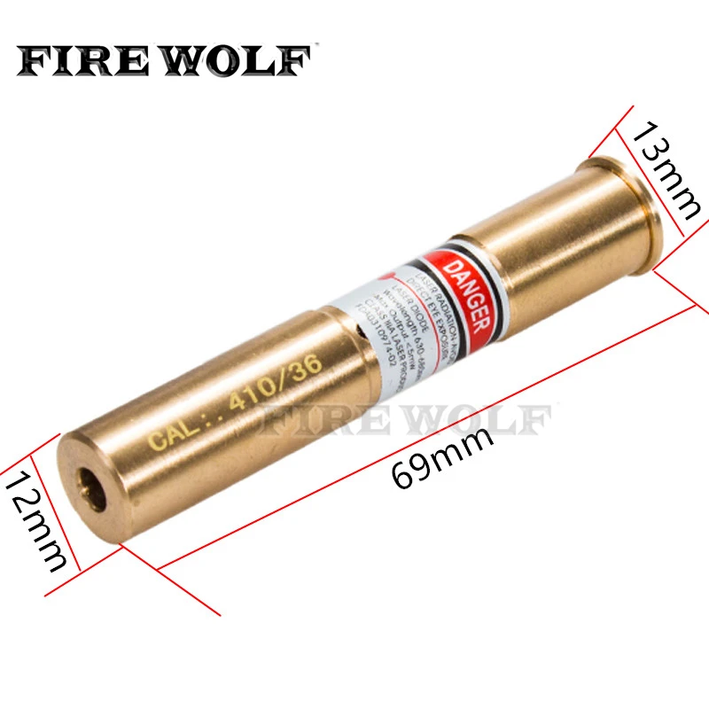 

FIRE WOLF 410/36 Cartridge Red Laser Bore Sighter CAL: .410/36 Laser Boresight Copper Hunting .410 36 Laser Red Dot
