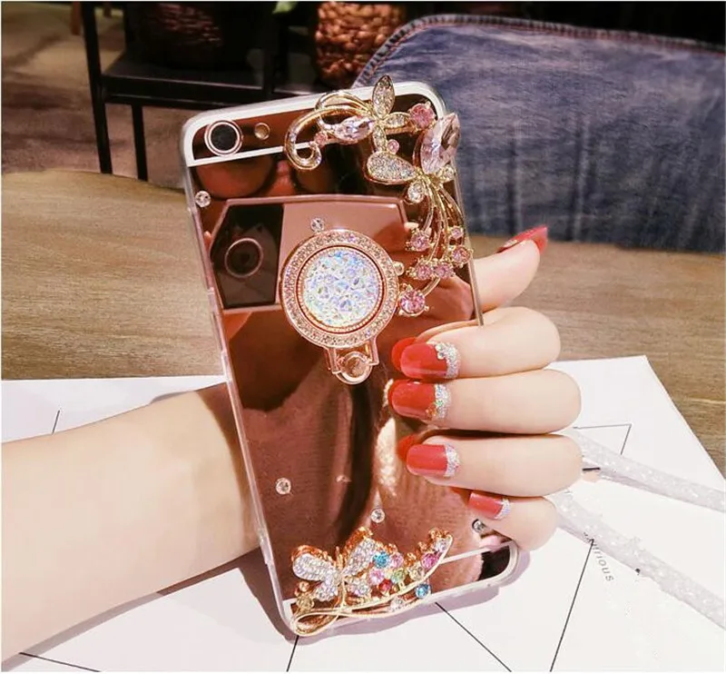 Для Samsung S6 S7 S8 S9 S10 PLUS Lite Note 5 8 9 10 чехол со стразами зеркальная сумка для телефона