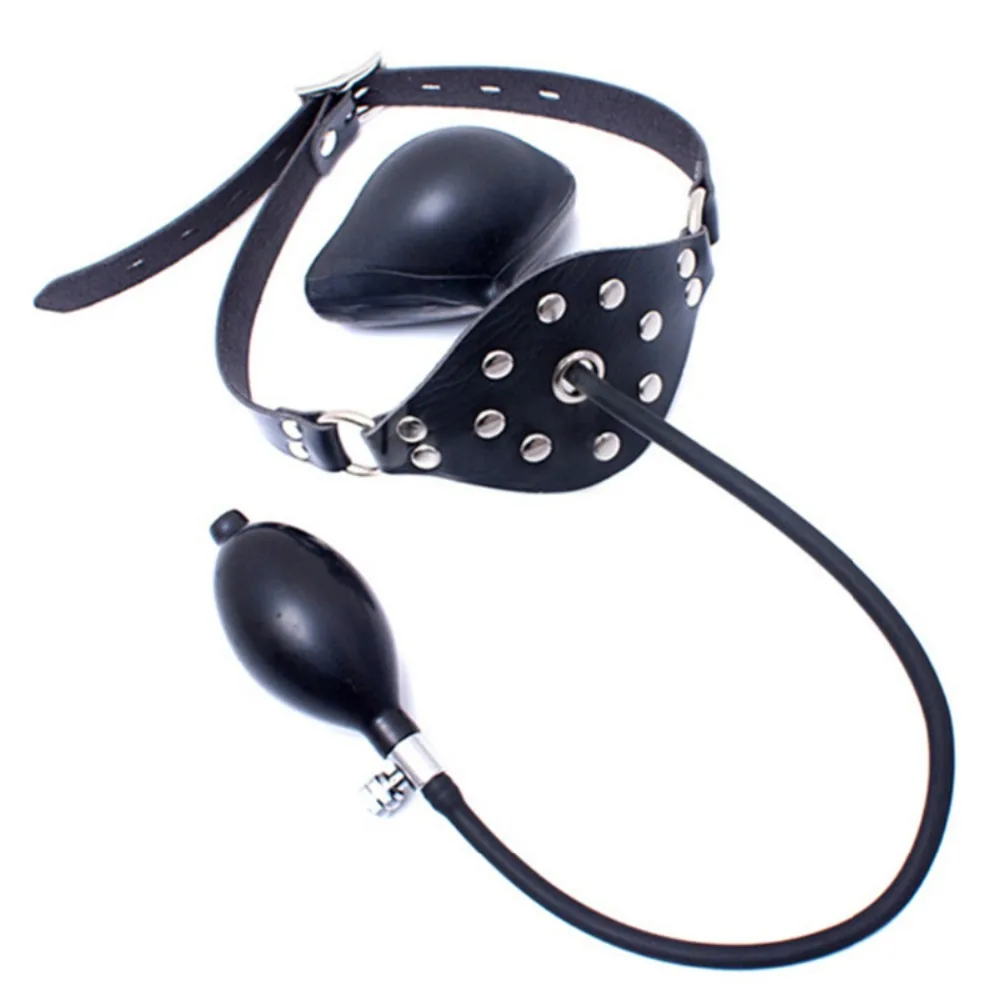 Davidsuorce Adult Toys Sex Toy Black Inflatable Mouth Plug Gag Leather