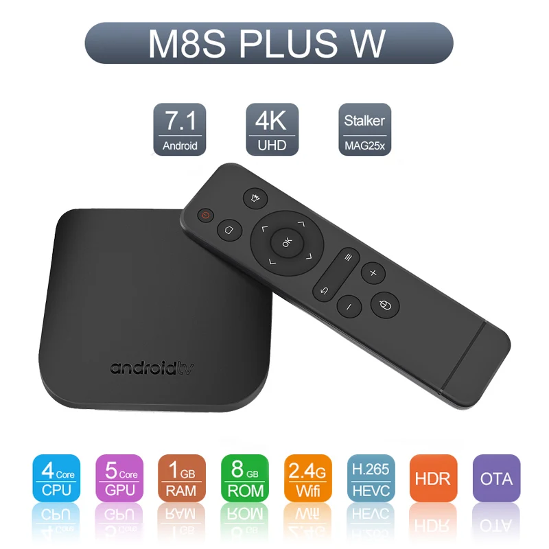 

MECOOL M8S PLUS W Smart TV Box Android 7.1 Amlogic S905w TV Box 1GB RAM + 8GB ROM 2.4G Wi-Fi 100Mbs Support stalker Magh25x TA