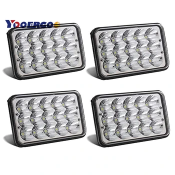 

2Pair 4x6 45W led sealed headlamp with High/Low beam H4 plug 12v 24v led truck light used for truck