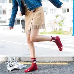 Японские Женские носки счастливый хлопок три полосатые теплые носки женские высокого качества повседневные спортивные носки Coolmax модные