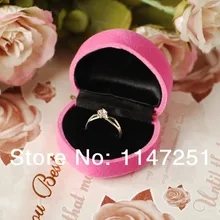 Высокое качество 5,0x4,5x3,5 см 24 шт./лот розовая Свадебная коробочка с сердцем бархатная коробочка для кольца ювелирные изделия серьги дисплей упаковка подарочная коробка