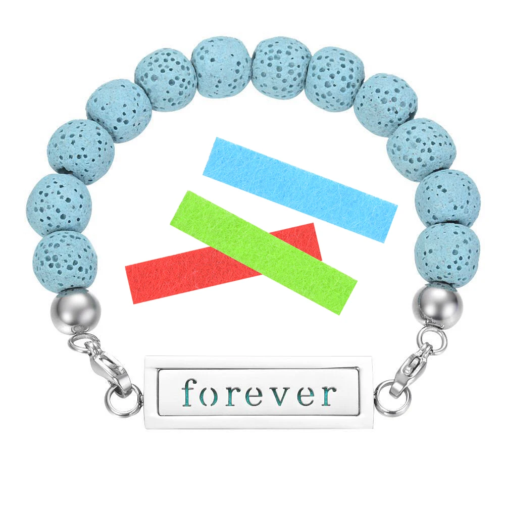

Quotes Mantra Bracelets Aromatherapy Lava Stone Elastic Bracelet Stainless Steel for rectangle Perfume Diffuser Locket