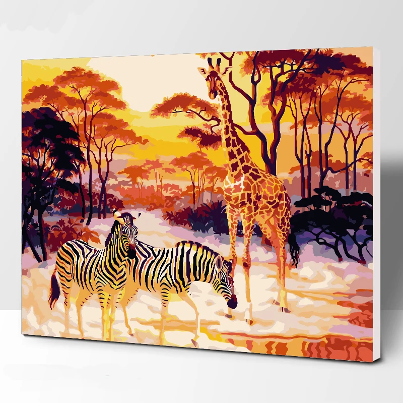 

Love Giraffe zebra DIY Digital Oil Painting By Numbers Europe Abstract cotton Painting for Living Room Wall Art no framed 40x50