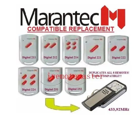 Пульт marantec Digital 211/212/214/221/222/224/231/232 удаленный контроль за дверью гаража Замена дубликатора дистанционного управления