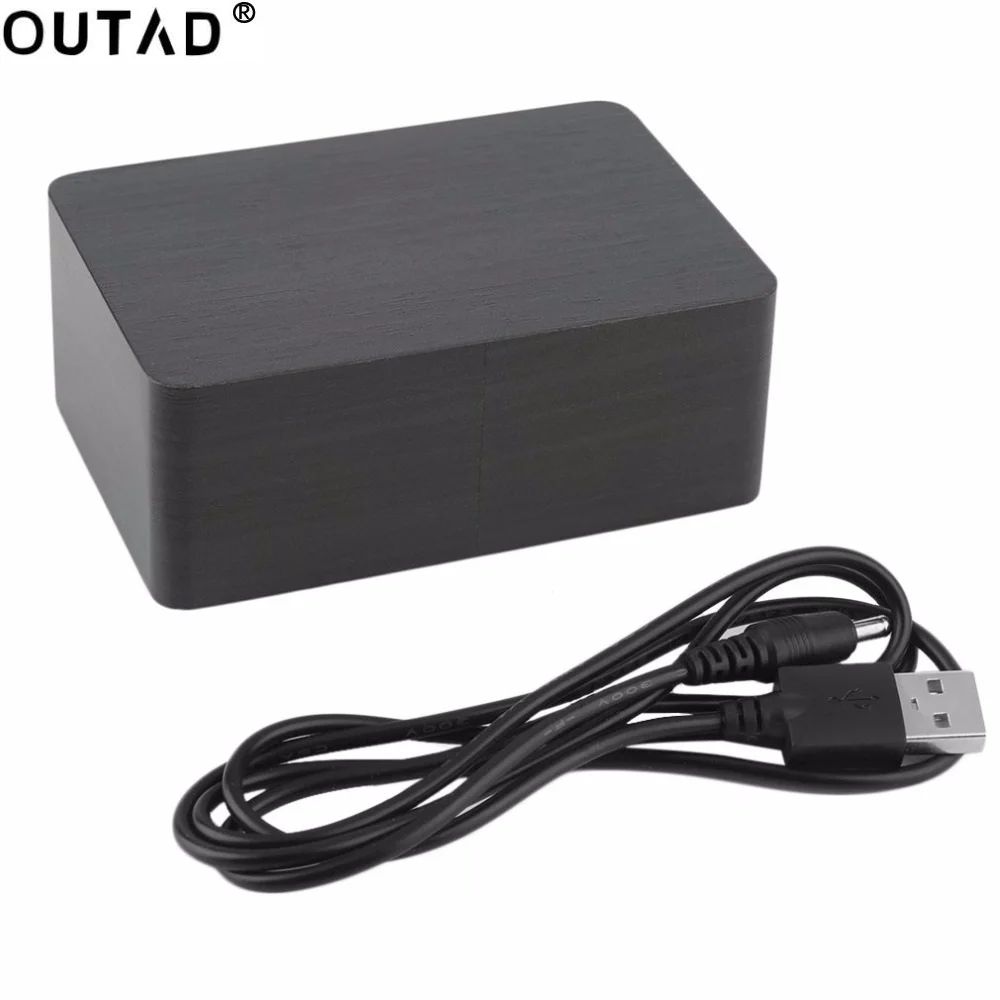 

OUTAD Home Use Modern sensor Wood Clock Dual led display Bamboo Clock digital alarm clock Led Clock Show time Voice Control