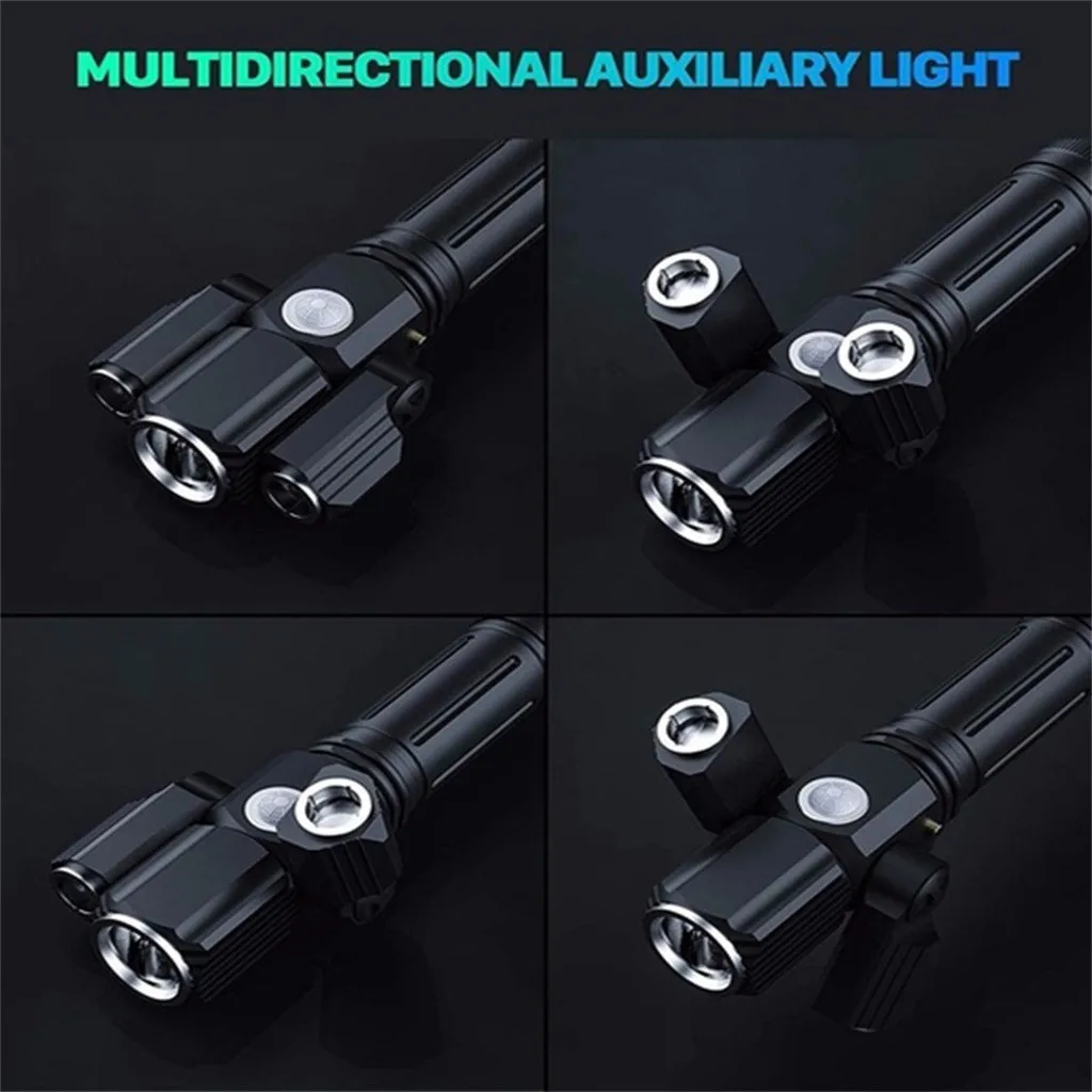 Automatic induction T6 L2LED Aluminum Alloy Multifunction Three Lamp Head Aircraft Shape Flashlight motion sensing#P5